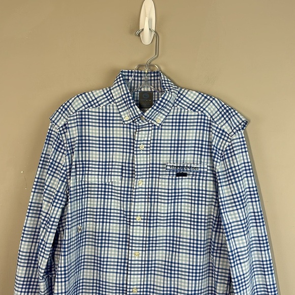 Vineyard Vines Blue And White Plaid Harbor Shirt Size S - Picture 3 of 16